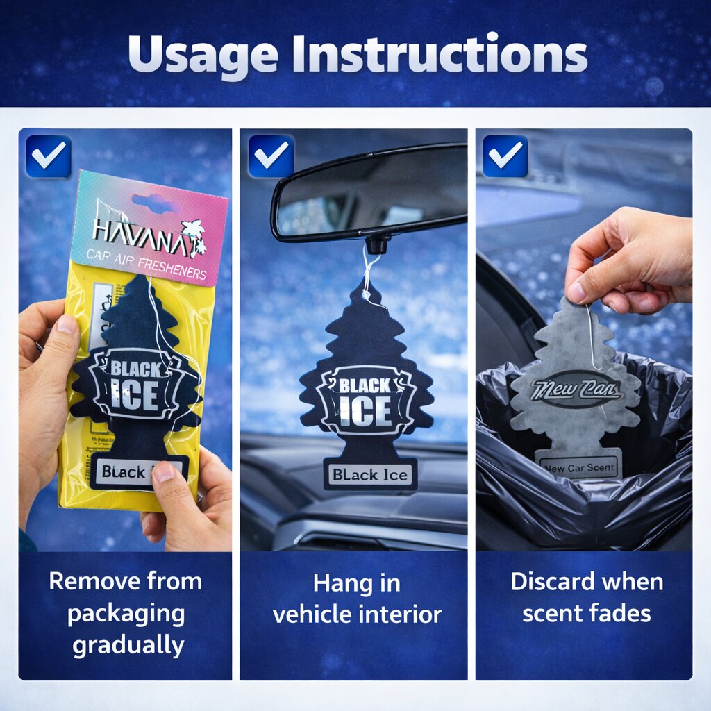Havana Black Ice Hanging Tree Air Freshener image 2