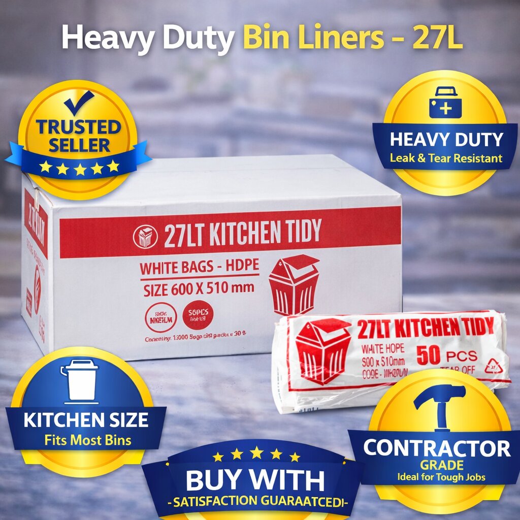 Heavy Duty Bin Liners - 27L image 1