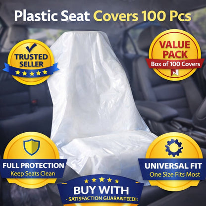 Plastic Seat Covers 100 Pcs - Disposable Car Seat Protectors image 1