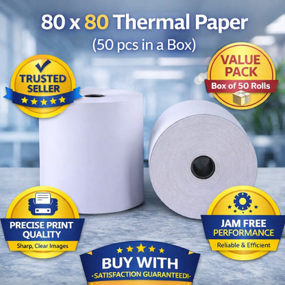 80 x 80 Thermal Paper Rolls (50 Pack) image 1
