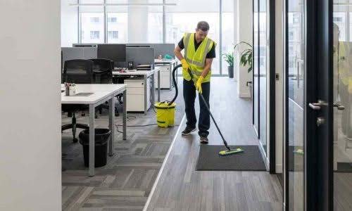 Commercial deep cleaning service in a modern Australian office reception area